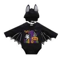 Halloween Black One Piece Baby Bodysuit My First Halloween Ghost Batwing Sleeve Jumpsuit