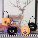 Halloween Colorful Cartoon Candy Holder Buckets For Kids Cat Bats Trick-or-Treating Bags