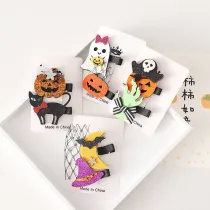 Halloween Kids Cute Hair Clips Bat Cat Ghost Pumpkin Dress Up Hair Accessories 8PCS Set
