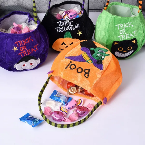 Halloween Colorful Cartoon Candy Holder Buckets For Kids Pumpkin Evil Trick-or-Treating Bags