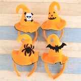 Halloween Party Headband Yellow Plush Pumpkin Bat Masquerade Witch Hat Kids Dress Up Hair Accessories