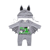 Halloween Dark Gray One Piece Baby Bodysuit My First Halloween Ghosts Batwing Sleeve Jumpsuit