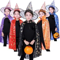 Halloween Costume Kids Performance Cloth Cosplay Witch Cloak For Holiday Party 2PCS Set