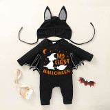 Halloween Dark Gray One Piece Baby Bodysuit My First Halloween Witch Batwing Sleeve Jumpsuit