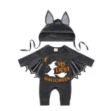 Halloween Dark Gray One Piece Baby Bodysuit My First Halloween Witch Batwing Sleeve Jumpsuit