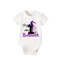 Halloween White One Piece Baby Bodysuit My First Halloween Witch Hat Skull Jumpsuit