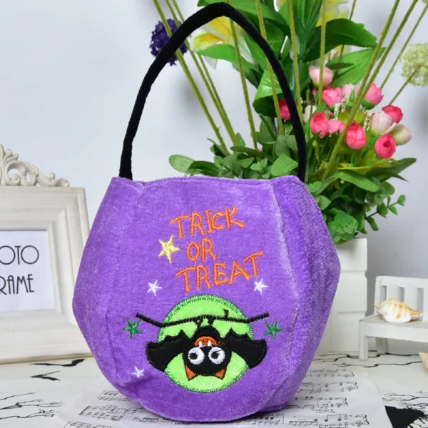 Halloween Colorful Cartoon Candy Holder Buckets For Kids Ghost Pumpkin Owl Bat Purple Candy Bags
