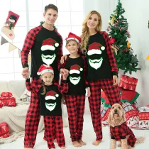Christmas Matching Family Pajamas Green Stroke Santa Claus Black Short Pajamas Set