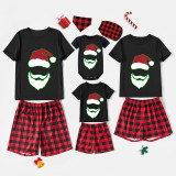 Christmas Matching Family Pajamas Exclusive Design Green Stroke Santa Claus Black Pajamas Set