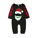 Christmas Matching Family Pajamas Exclusive Design Green Stroke Santa Claus Black Pajamas Set