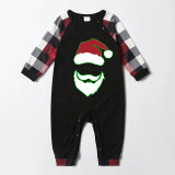 Christmas Matching Family Pajamas Exclusive Design Green Stroke Santa Claus Black And White Plaids Pajamas Set