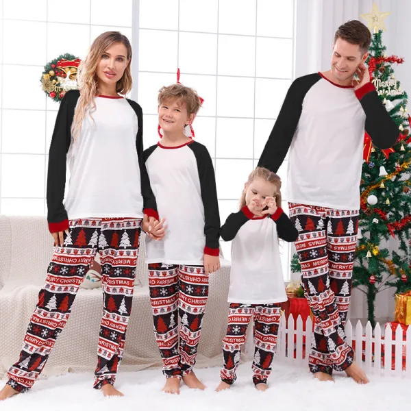 Christmas Matching Family Pajamas Black and Seamless Tree Personalized Custom Design Christmas Pajamas Set With Dog Cloth