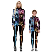 Halloween Multicolor Matching Parent-child Onesie Exclusive Design Skeleton Bone Bodysuit