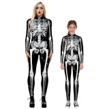 Halloween Multicolor Matching Parent-child Onesie Exclusive Design Skeleton Bone Bodysuit