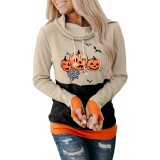 Halloween Multicolor Smile Pumpkin Fashion Casual Loose Printed Plus Size Long Sleeve Hoodies