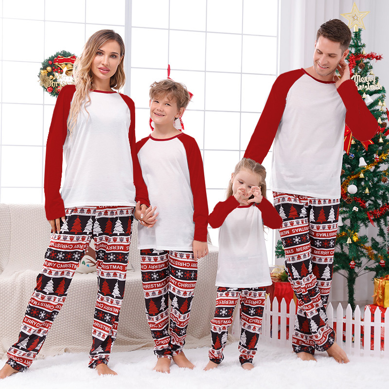 Christmas Matching Family Pajamas Red and Seamless Tree Personalized Custom Design Christmas Pajamas Set With Dog Cloth