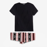 Christmas Matching Family Pajamas Personalized Custom Design Black Tshirt Reindeer Seamless Pant Christmas Pajamas Set