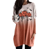 Halloween Multicolor Ghost Face Fashion Casual Loose Printed Plus Size Long Sleeve Hoodies