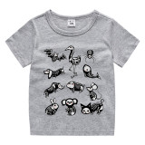 Halloween White Toddler Little Boy&Girl Skeleton Animals Short Sleeve T-shirts