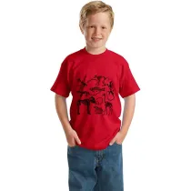 Halloween Red Toddler Little Boy&Girl Skeleton Dinosaurs Short Sleeve T-shirts