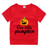 Halloween Red Toddler Little Boy&Girl Our Little Pumpkin Short Sleeve T-shirts