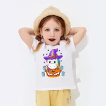 Halloween White Toddler Little Boy&Girl Unicorn Pumpkin DolI Short Sleeve T-shirts