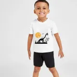 Halloween Black Toddler Little Boy&Girl Moon Dinosaur Pumpkin Short Sleeve T-shirts