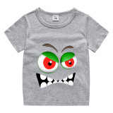 Halloween Red Toddler Little Boy&Girl Monster Face Short Sleeve T-shirts