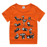 Halloween White Toddler Little Boy&Girl Skeleton Animals Short Sleeve T-shirts