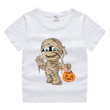 Halloween Orange Toddler Little Boy&Girl Mummy Pumpkin Short Sleeve T-shirts
