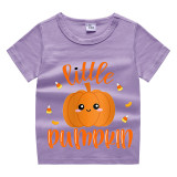 Halloween White Toddler Little Boy&Girl Little Pumpkin Cute Short Sleeve T-shirts