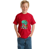 Halloween White Toddler Little Boy&Girl Cool Skateboard Dinosaur Short Sleeve T-shirts