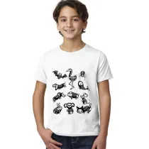 Halloween White Toddler Little Boy&Girl Skeleton Animals Short Sleeve T-shirts