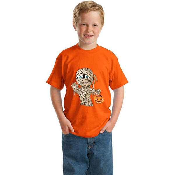 Halloween Orange Toddler Little Boy&Girl Mummy Pumpkin Short Sleeve T-shirts