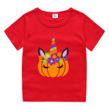 Halloween Orange Toddler Little Boy&Girl Unicorn Pumpkin Short Sleeve T-shirts