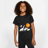 Halloween Orange Toddler Little Boy&Girl Bats Moon Dinosaurs Short Sleeve T-shirts