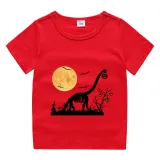 Halloween Black Toddler Little Boy&Girl Moon Dinosaur Pumpkin Short Sleeve T-shirts
