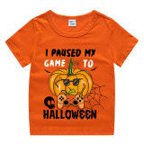 Halloween Purple Toddler Little Boy&Girl I Paused My Game To Halloween Short Sleeve T-shirts