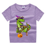 Halloween Black Toddler Little Boy&Girl Pirate Dinosaur Pumpkin Short Sleeve T-shirts