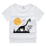 Halloween Black Toddler Little Boy&Girl Moon Dinosaur Pumpkin Short Sleeve T-shirts