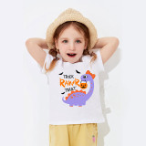 Halloween Red Toddler Little Boy&Girl Trick Rawr Treat Dinosaur Pumpkin Bag Short Sleeve T-shirts