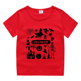Halloween Purple Toddler Little Boy&Girl Black Multi-Elements Short Sleeve T-shirts