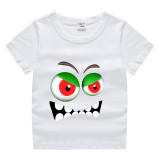 Halloween Red Toddler Little Boy&Girl Monster Face Short Sleeve T-shirts