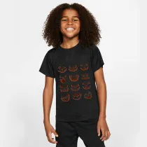 Halloween Black Toddler Little Boy&Girl Pumpkins Multiple Ghost Faces Short Sleeve T-shirts