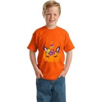 Halloween Orange Toddler Little Boy&Girl Unicorn Pumpkin Short Sleeve T-shirts