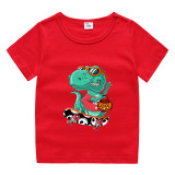 Halloween White Toddler Little Boy&Girl Cool Skateboard Dinosaur Short Sleeve T-shirts
