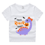 Halloween Red Toddler Little Boy&Girl Trick Rawr Treat Dinosaur Pumpkin Bag Short Sleeve T-shirts