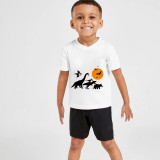 Halloween Orange Toddler Little Boy&Girl Bats Moon Dinosaurs Short Sleeve T-shirts