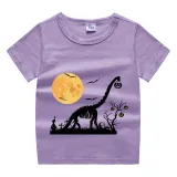 Halloween Black Toddler Little Boy&Girl Moon Dinosaur Pumpkin Short Sleeve T-shirts