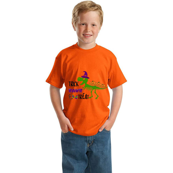 Halloween Purple Toddler Little Boy&Girl Trick Rawr Treat Dinosaur Pumpkins Short Sleeve T-shirts